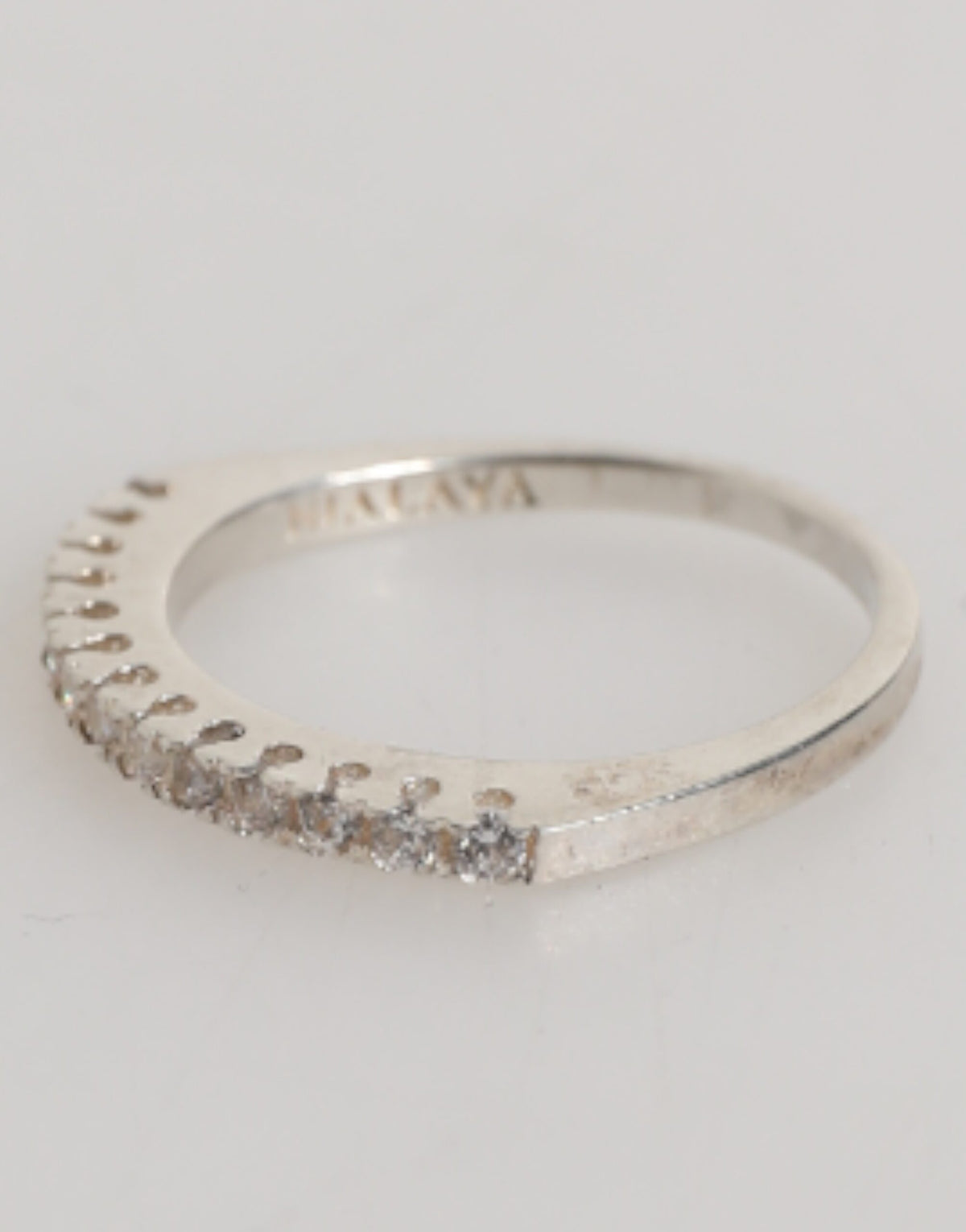 Nialaya Sterling Silver 925 Band Pave CZ Crystal Eternity Ring